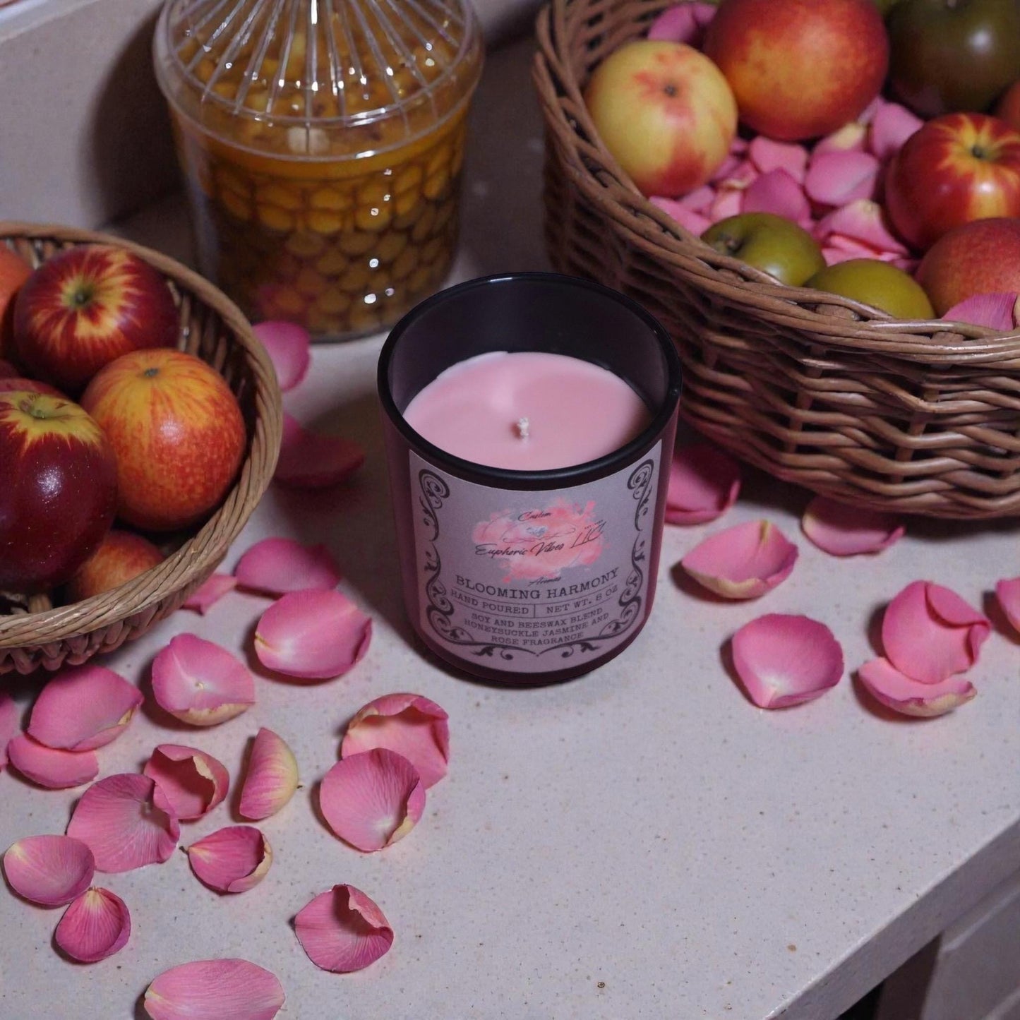 Blooming Harmony 8 oz Soy Candle – Rose, Honeysuckle, Jasmine Floral Fragrance