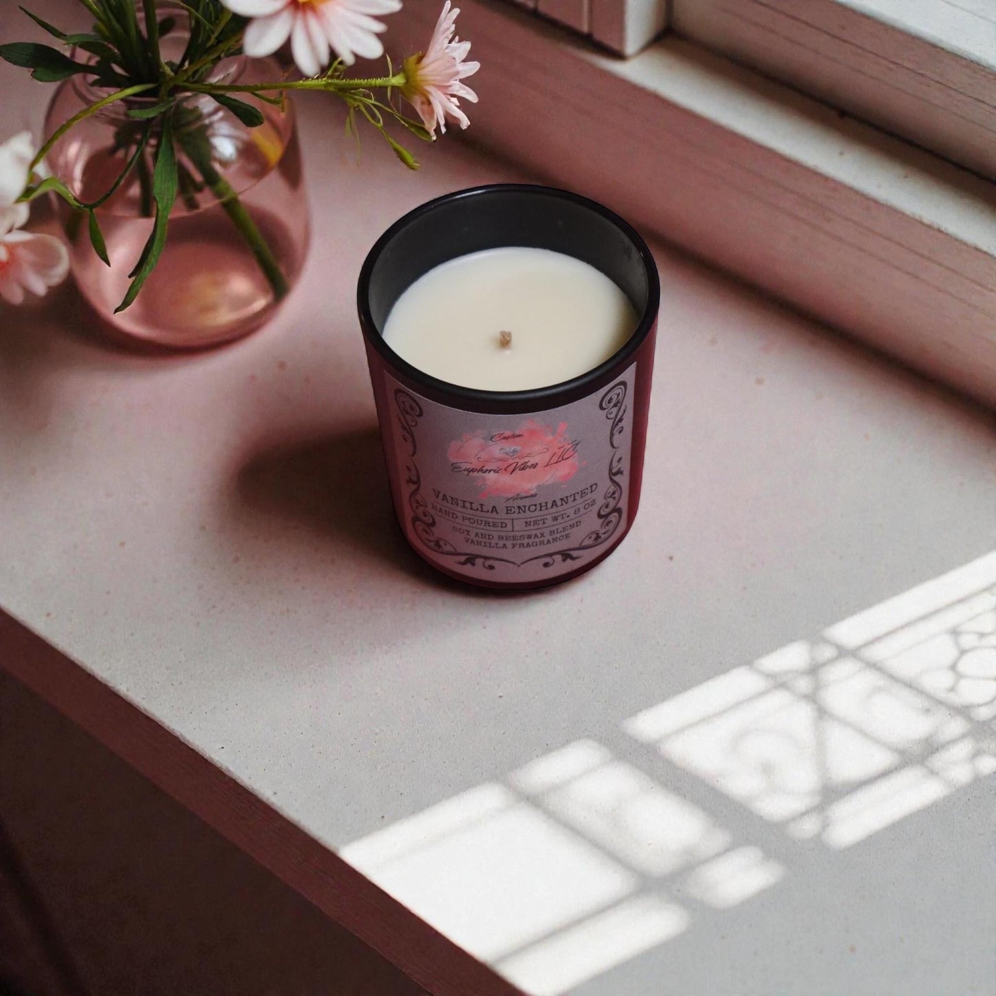 Enchanted Vanilla Soy Beeswax Blend Candle – Warm Creamy Scent (8 oz)