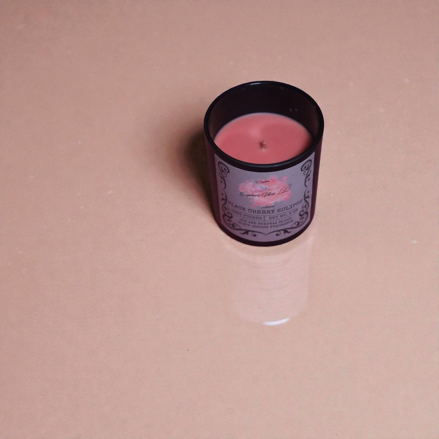 Black Cherry Eclipse Candle | Soy Beeswax Blend, Strong Fruity Aroma (8 oz)