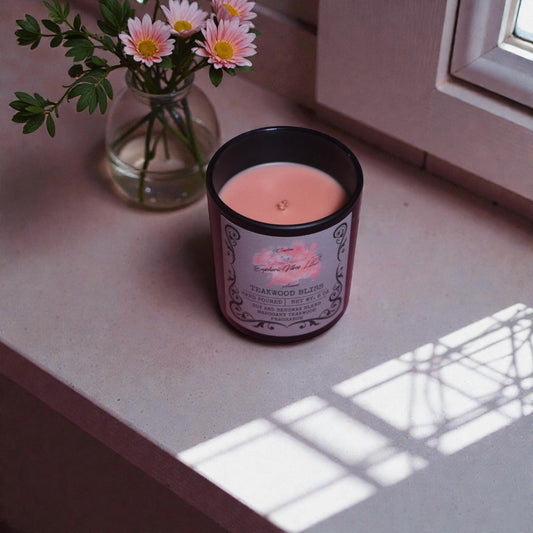 Teakwood Bliss 8 oz Candle – Mahogany Teakwood Fragrance, Soy Blend Home Scent