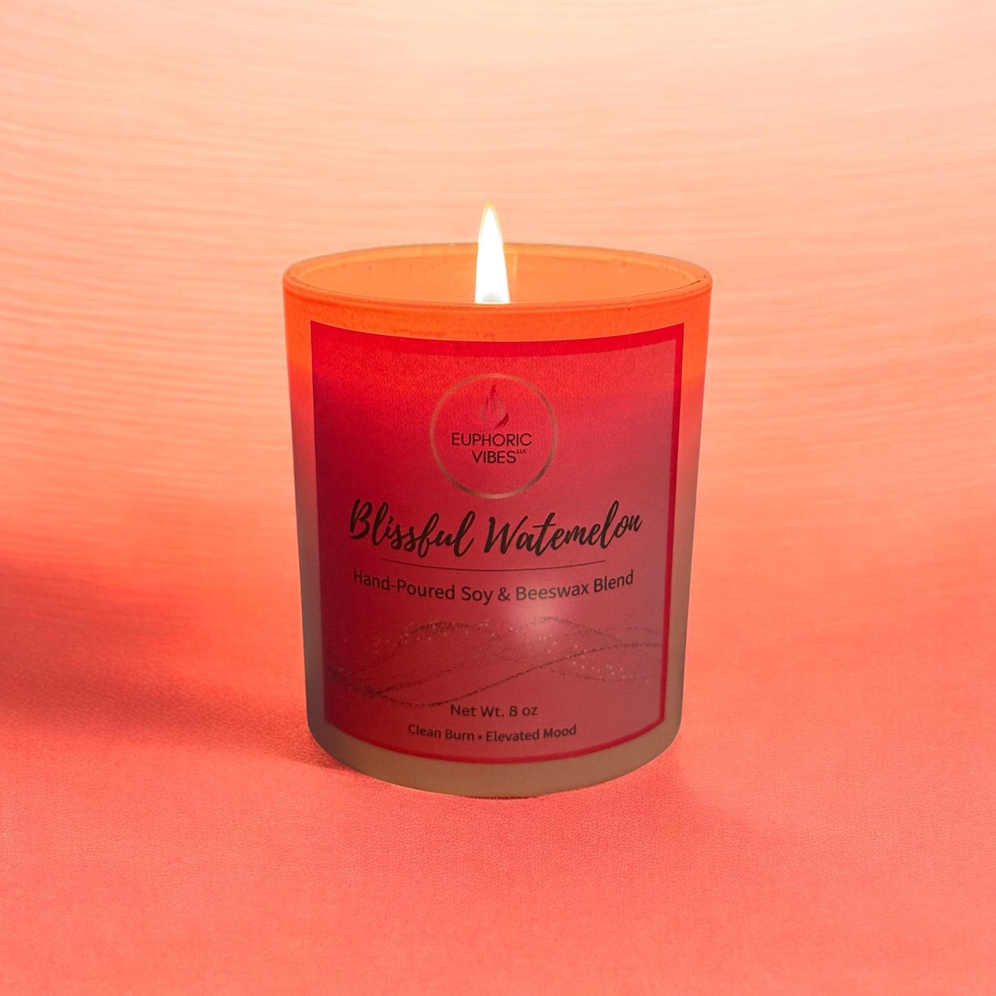 Blissful Watermelon | 8 oz Soy & Beeswax Candle with Watermelon Cherry Fruit Punch