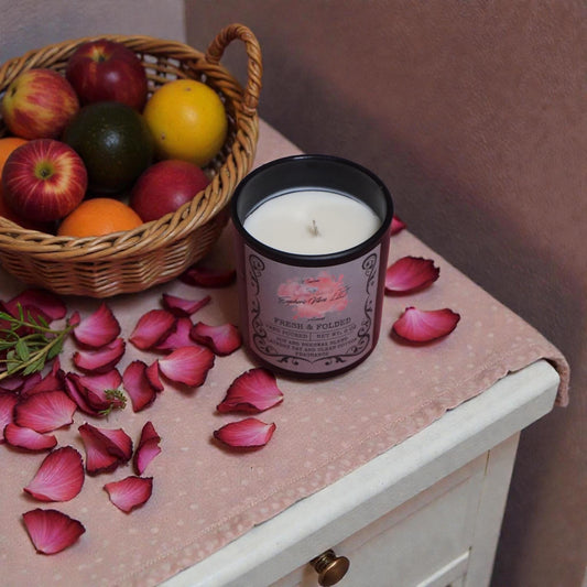 Fresh & Folded | 8 oz Soy Beeswax Candle with Laundry Day Clean Cotton