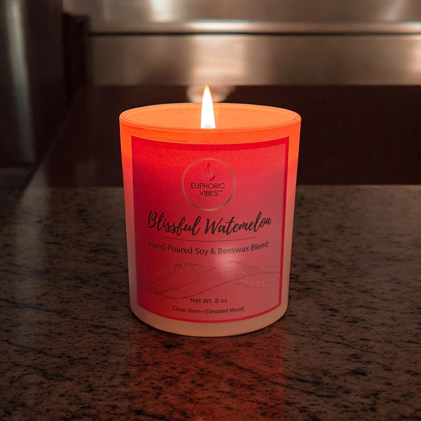 Blissful Watermelon | 8 oz Soy & Beeswax Candle with Watermelon Cherry Fruit Punch