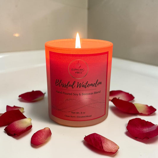 Blissful Watermelon | 8 oz Soy & Beeswax Candle with Watermelon Cherry Fruit Punch