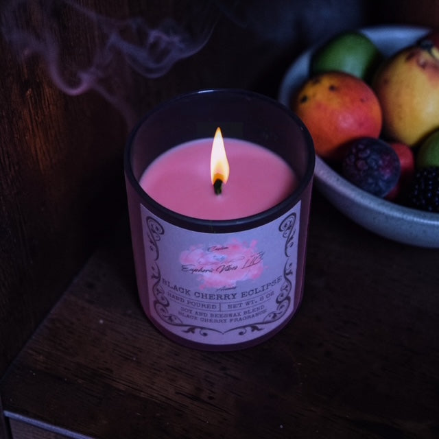 Black Cherry Eclipse Candle | Soy Beeswax Blend, Strong Fruity Aroma (8 oz)
