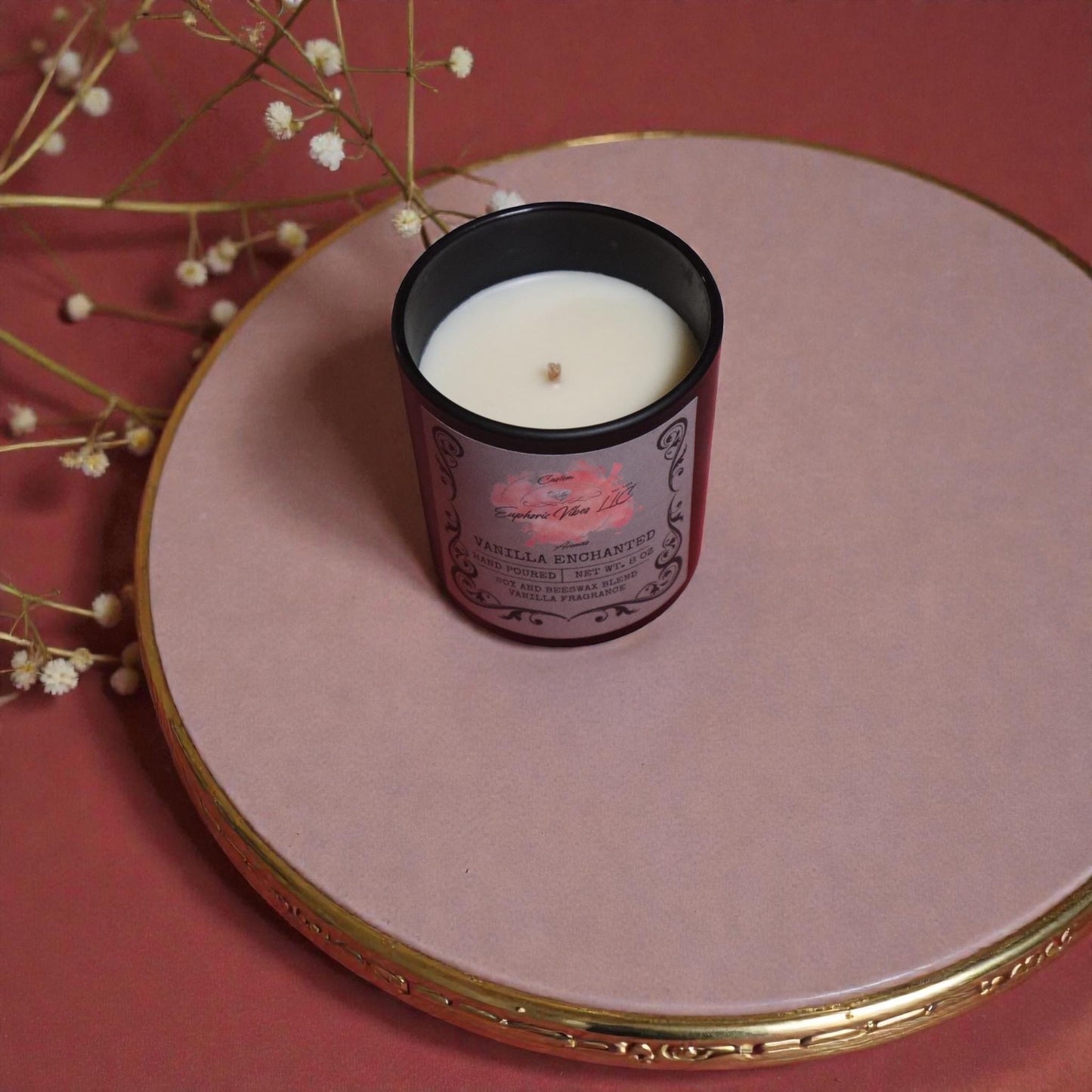 Enchanted Vanilla Soy Beeswax Blend Candle – Warm Creamy Scent (8 oz)