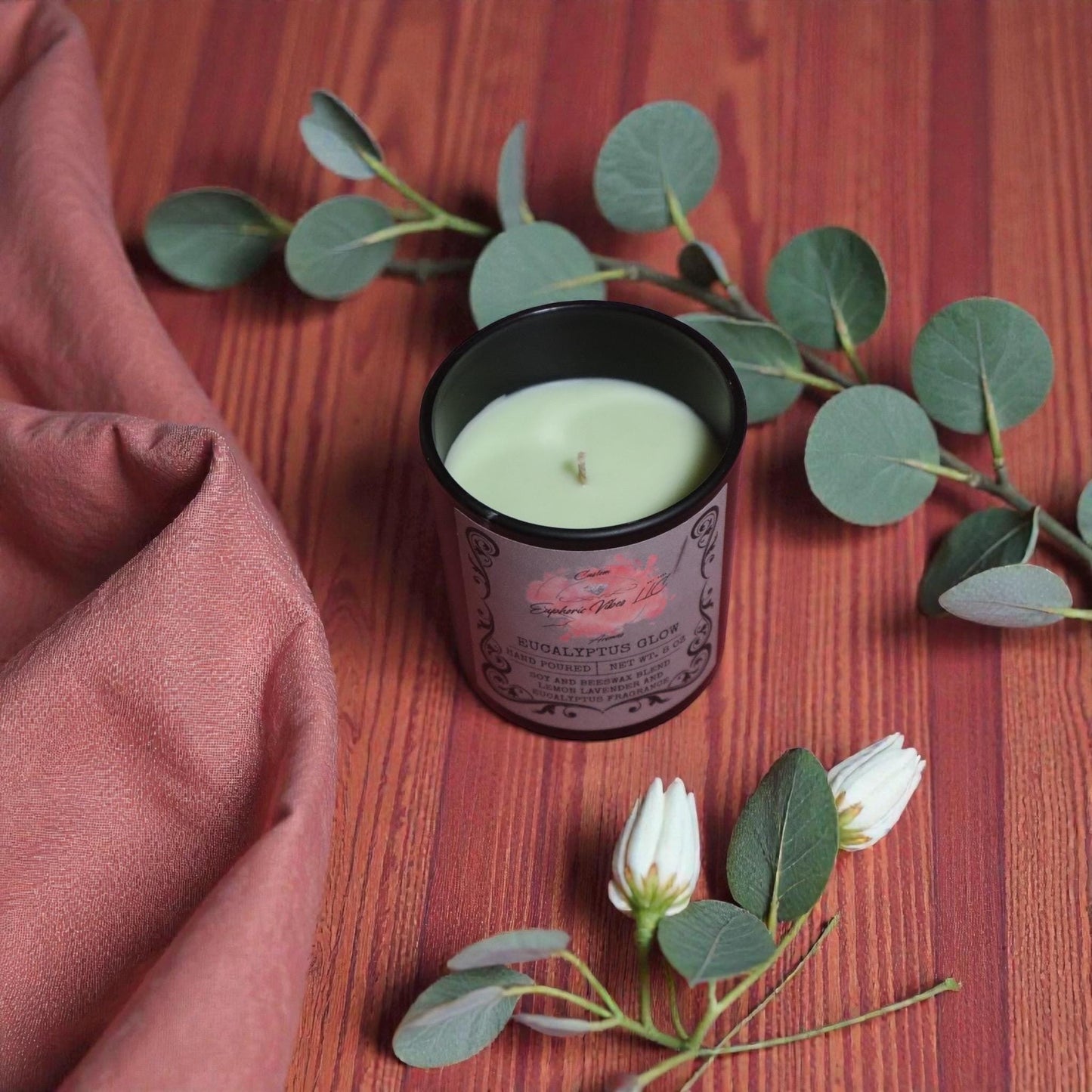Eucalyptus Glow | 8 oz Soy Beeswax Candle with Lemon Lavender & Eucalyptus