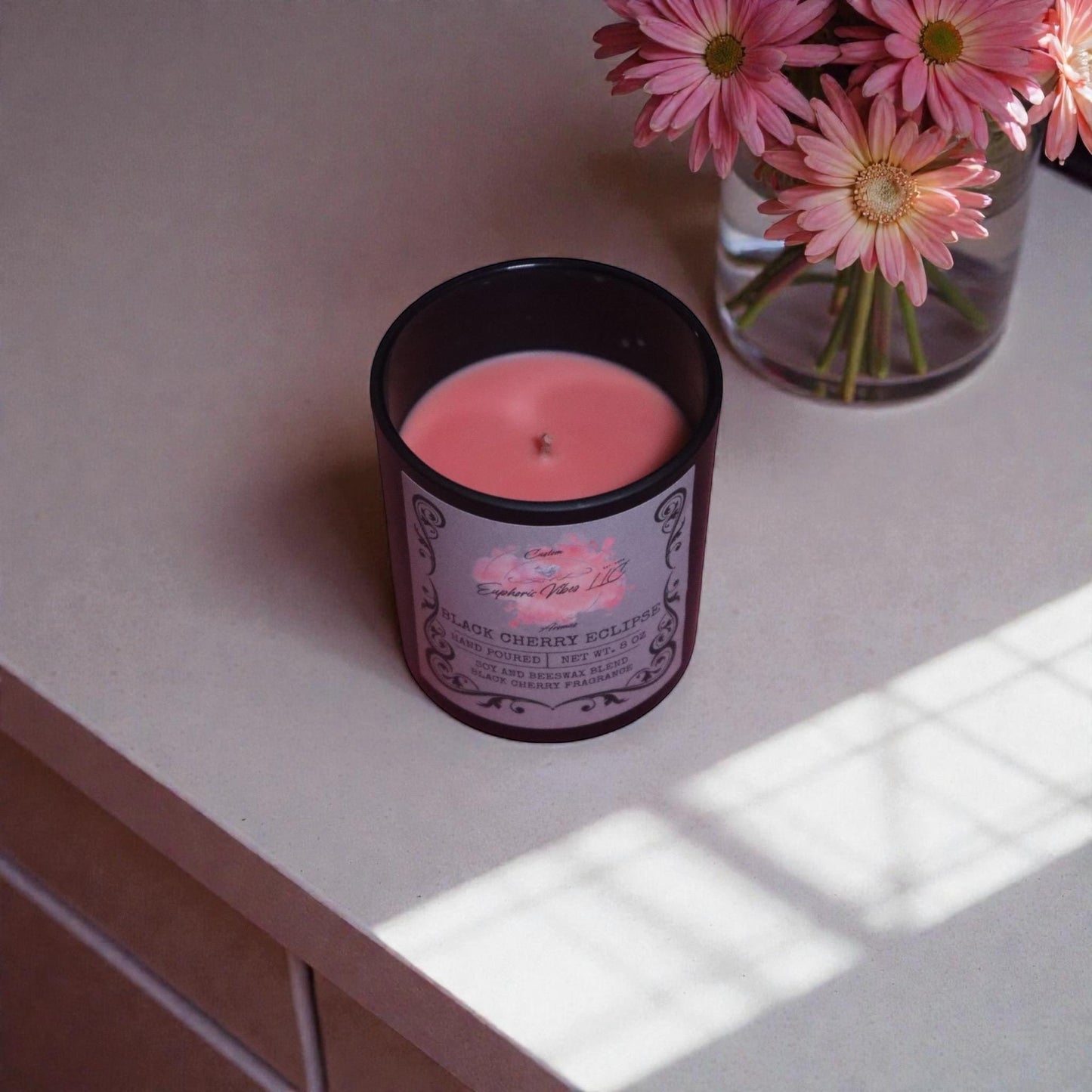 Black Cherry Eclipse Candle | Soy Beeswax Blend, Strong Fruity Aroma (8 oz)